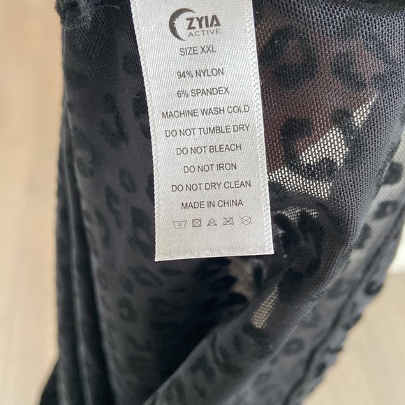 ZYIA Black Leopard Mesh Tank XXL BNWT Sheer Cheetah Top Peekaboo Slit - Picture 7 of 7